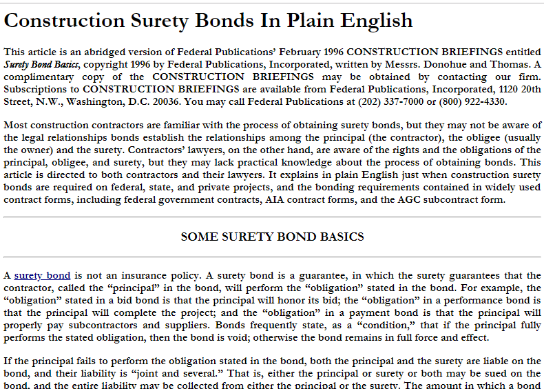 Construction Surety Bonds